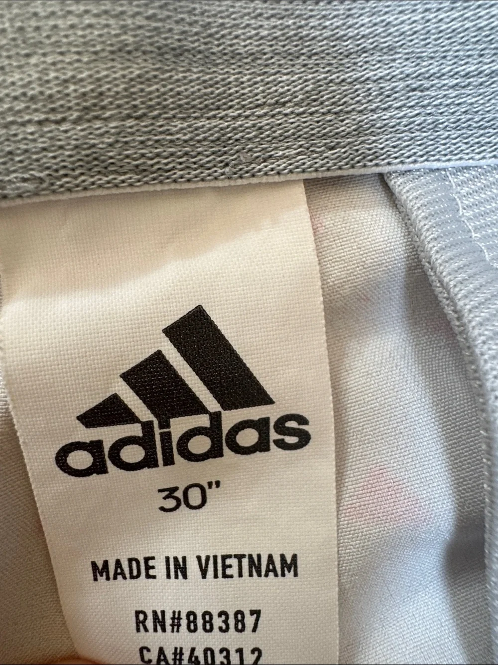 adidas Light Gray Shorts with Pink Triangle Print